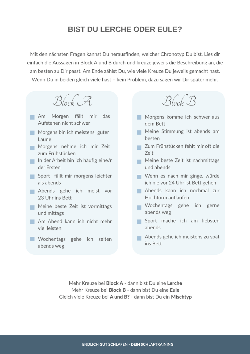 Selbsttest Lerche oder Eule