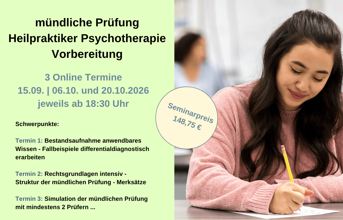 Prüfungsvorbereitung Heilpraktiker Psychotherapie mündliche Prüfung